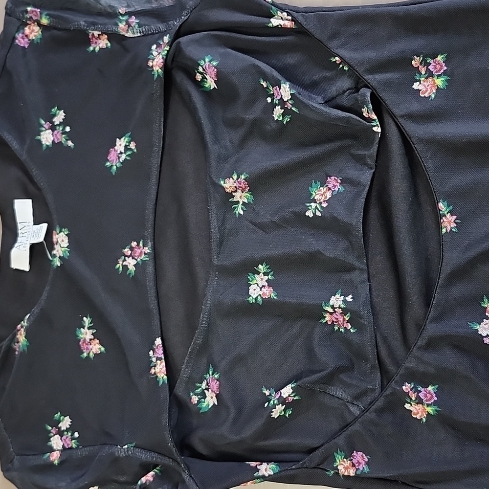 NWT AFRM Black mesh floral cutout sheer bodycon maxi dress - Picture 5 of 10